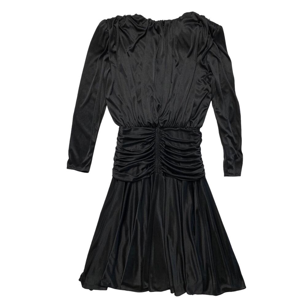 ABBY KENT Vintage 1980s Black Satin Formal Beaded Gown Size 12 Made in USA - Picture 6 of 13